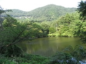 夕暮れ時の和美湖